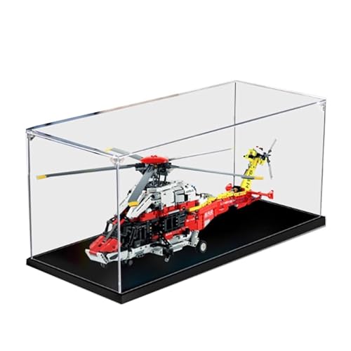 HCAEIOFJ Transparente Acryl-Vitrine für Lego Technic 42145, anwendbar für Airbus H175 Rettungshubschrauber, entworfene Displaybox, Geschenk (nur Vitrine) (schwarze Unterseite) von HCAEIOFJ