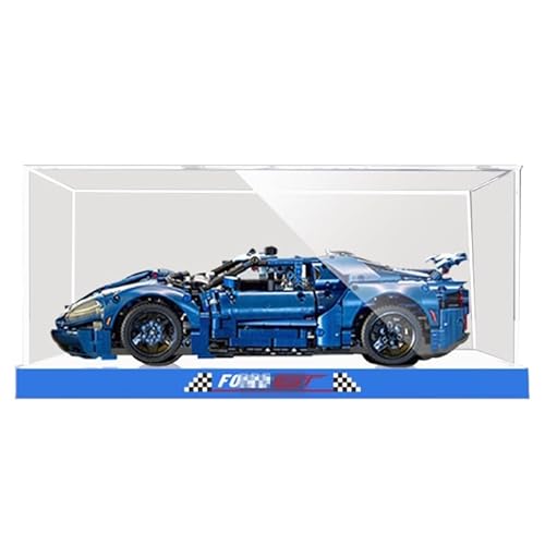 HCAEIOFJ Transparente Acryl-Vitrine für Lego Technic 42154, anwendbar für Ford GT Displaybox, Geschenk (nur Vitrine) (blaue Unterseite) von HCAEIOFJ