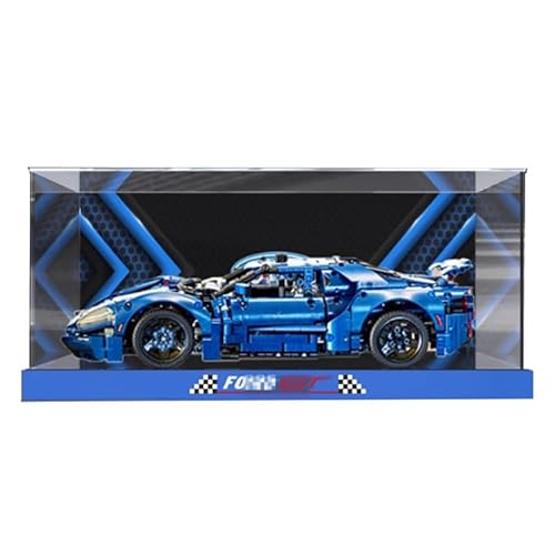 HCAEIOFJ Transparente Acryl-Vitrine für Lego Technic 42154, anwendbar für Ford GT Schaukasten, Geschenk (nur Vitrine) (blaue Unterseite + Hintergrund) von HCAEIOFJ