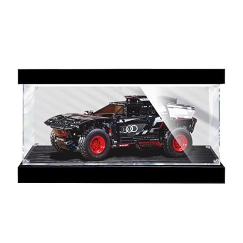 HCAEIOFJ Transparente Acryl-Vitrine für Lego Technic 42160, anwendbar für Audi RS Q e-tron entworfene Displaybox, Geschenk (nur Vitrine) (schwarze Unterseite + Oberlicht 1) von HCAEIOFJ