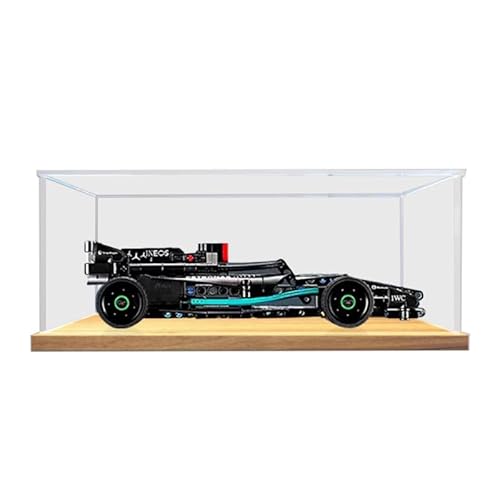 HCAEIOFJ Transparente Acryl-Vitrine für Lego Technic 42165, anwendbar für Mercedes-AMG F1 W14 E Performance Rennwagen entworfene Displaybox Geschenk (nur Vitrine) (Holzboden) von HCAEIOFJ