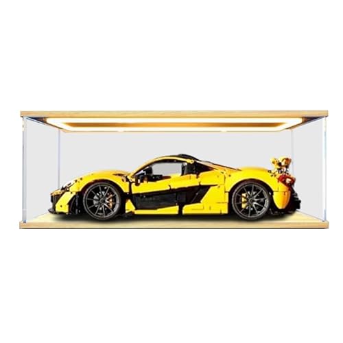 HCAEIOFJ Transparente Acryl-Vitrine für Lego Technic 42172, anwendbar für McLaren P1 Hypercar, entworfene Displaybox, Geschenk (nur Vitrine) (Holz unten + Oberlicht) von HCAEIOFJ