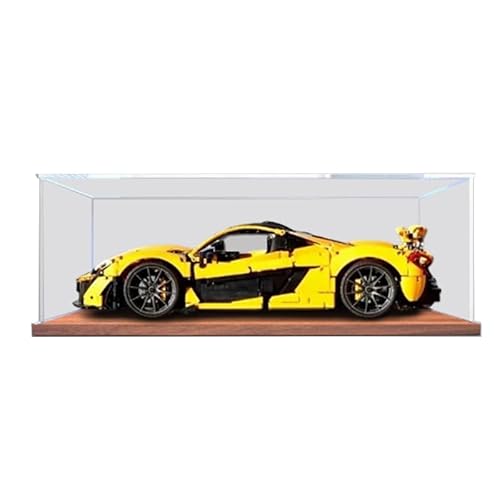 HCAEIOFJ Transparente Acryl-Vitrine für Lego Technic 42172, anwendbar für McLaren P1 Hypercar, entworfene Displaybox, Geschenk (nur Vitrine) (Nussbaumboden) von HCAEIOFJ