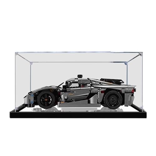 HCAEIOFJ Transparente Acryl-Vitrine für Lego Technic 42173, anwendbar für Koenigsegg Jesko Absolut Grey Rennwagen-Schaukasten, Geschenk (nur Vitrine) (Spiegel unten) von HCAEIOFJ