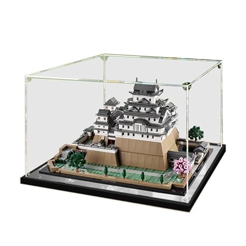 HCAEIOFJ Transparente Acryl-Vitrine für LegoArchitecture 21060, anwendbar für Himeji Castle Schaukasten, Geschenk (nur Vitrine) (Spiegel unten) von HCAEIOFJ