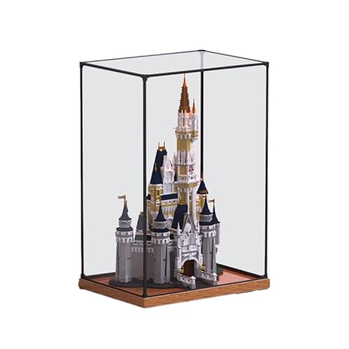 HCAEIOFJ Transparente Acryl-Vitrine für LegoCinderella 71040, anwendbar für Schloss-Set-Schaukasten, Geschenk (nur Vitrine) (Holzboden + Rand aus Metalllegierung) von HCAEIOFJ