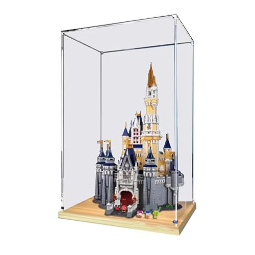 HCAEIOFJ Transparente Acryl-Vitrine für LegoCinderella 71040, anwendbar für Schloss-Set-Schaukasten, Geschenk (nur Vitrine) (Holzunterseite) von HCAEIOFJ