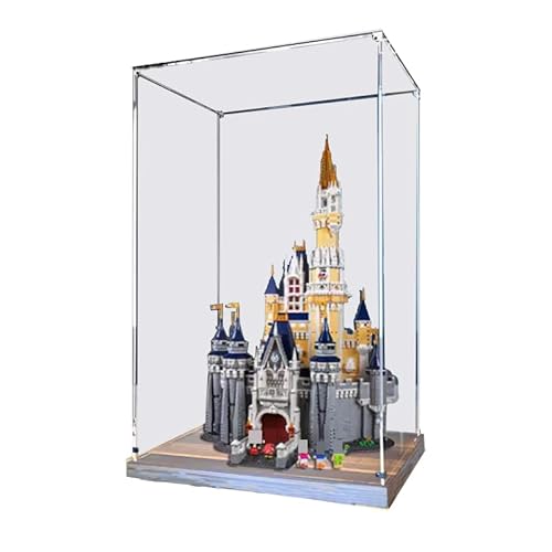 HCAEIOFJ Transparente Acryl-Vitrine für LegoCinderella 71040, anwendbar für Schloss-Set-Schaukasten, Geschenk (nur Vitrine) (Nussbaumboden) von HCAEIOFJ