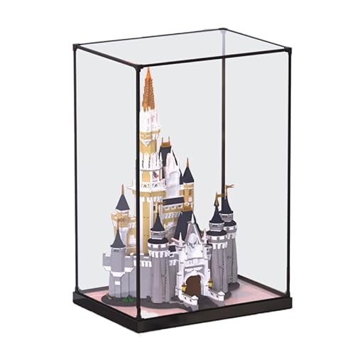 HCAEIOFJ Transparente Acryl-Vitrine für LegoCinderella 71040, anwendbar für Schloss-Set-Schaukasten, Geschenk (nur Vitrine) (Nussbaumboden + Rand aus Legierung) von HCAEIOFJ