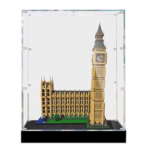 HCAEIOFJ Transparente Acryl-Vitrine für LegoCreator Expert 10253, anwendbar für Big Ben Set-Displaybox, Geschenk (nur Vitrine) (hohe schwarze Unterseite) von HCAEIOFJ