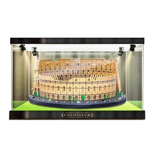 HCAEIOFJ Transparente Acryl-Vitrine für LegoCreator Expert 10276, anwendbar für die Collosseum-Set-Displaybox, Geschenk (nur Vitrine) (hohe schwarze Unterseite + Licht) von HCAEIOFJ