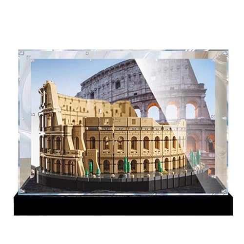 HCAEIOFJ Transparente Acryl-Vitrine für LegoCreator Expert 10276, anwendbar für die Collosseum-Set-Displaybox, Geschenk (nur Vitrine) (schwarze Unterseite + Hintergrund 1) von HCAEIOFJ