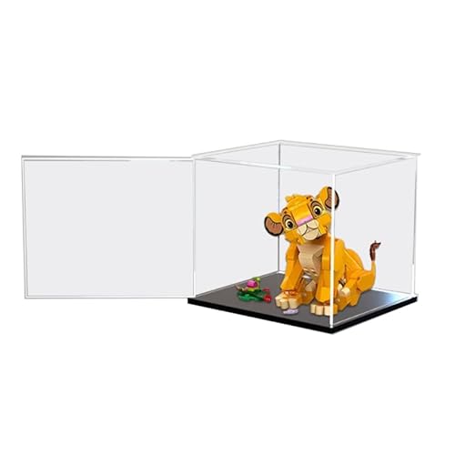 HCAEIOFJ Transparente Acryl-Vitrine für LegoDisne 43243, anwendbar für Simba, das König der Löwen, Junges Design, Präsentationsbox, Geschenk (nur Vitrine) (schwarze Unterseite) von HCAEIOFJ