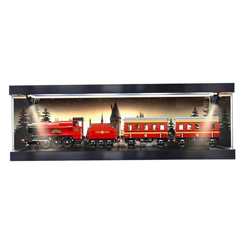 HCAEIOFJ Transparente Acryl-Vitrine für LegoHP 76423, anwendbar für Express & Hogsmeade Station, entworfene Displaybox, Geschenk (nur Vitrine) (Hintergrund + Oberlicht) von HCAEIOFJ