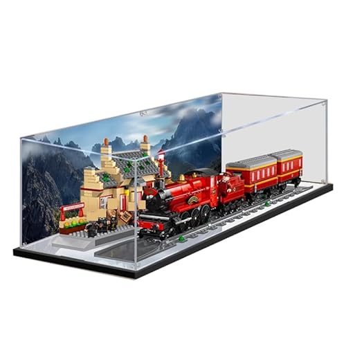 HCAEIOFJ Transparente Acryl-Vitrine für LegoHP 76423, anwendbar für Express & Hogsmeade Station, entworfene Displaybox, Geschenk (nur Vitrine) (Spiegel unten + Hintergrund) von HCAEIOFJ