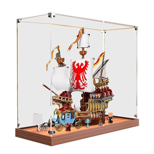 HCAEIOFJ Transparente Acryl-Vitrine für LegoHP 76440, anwendbar für Triwizard-Turnier: Das Ankunftsset, Schaukasten-Geschenk (nur Vitrine) (Holzboden) von HCAEIOFJ