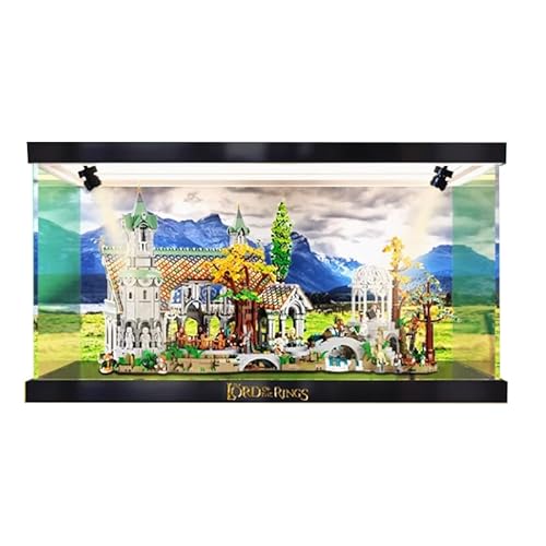 HCAEIOFJ Transparente Acryl-Vitrine für LegoIcons 10316, anwendbar für den Herr der Ringe: Rivendell-Displaybox, Geschenk (nur Vitrine) (Hintergrund + Oberlicht) von HCAEIOFJ