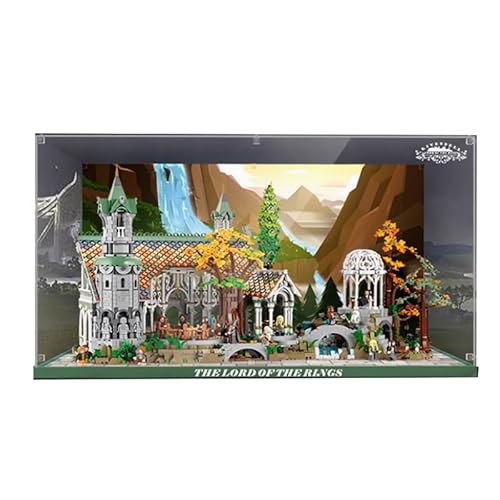 HCAEIOFJ Transparente Acryl-Vitrine für LegoIcons 10316, anwendbar für den Herr der Ringe: Rivendell-Displaybox, Geschenk (nur Vitrine) (Spiegel unten + Hintergrund) von HCAEIOFJ