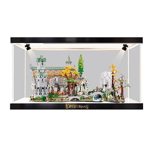 HCAEIOFJ Transparente Acryl-Vitrine für LegoIcons 10316, anwendbar für den Herr der Ringe: Rivendell-Displaybox, Geschenk (nur Vitrine) (hoch unten + oberes Licht) von HCAEIOFJ