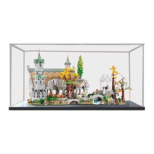 HCAEIOFJ Transparente Acryl-Vitrine für LegoIcons 10316, anwendbar für den Herr der Ringe: Rivendell-Displaybox, Geschenk (nur Vitrine) (schwarze Unterseite) von HCAEIOFJ