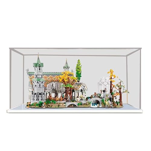 HCAEIOFJ Transparente Acryl-Vitrine für LegoIcons 10316, anwendbar für den Herr der Ringe: Rivendell-Displaybox, Geschenk (nur Vitrine) (weiße Unterseite) von HCAEIOFJ