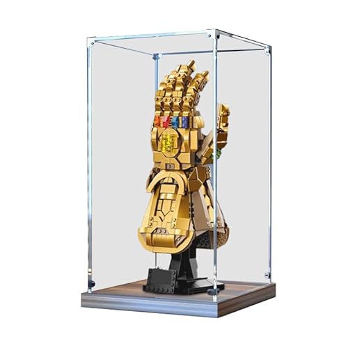 HCAEIOFJ Transparente Acryl-Vitrine für LegoMarve 76191, anwendbar für Infinity Gauntlet entworfene Displaybox, Geschenk (nur Vitrine) (Nussbaumboden) von HCAEIOFJ