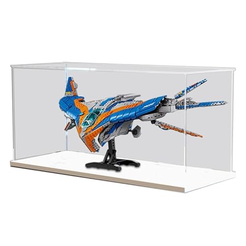 HCAEIOFJ Transparente Acryl-Vitrine für LegoMarvell 76286, anwendbar für Guardians of the Galaxy: The Milano Buildable Spaceship Display Box Gift (nur Vitrine) (weiße Unterseite) von HCAEIOFJ