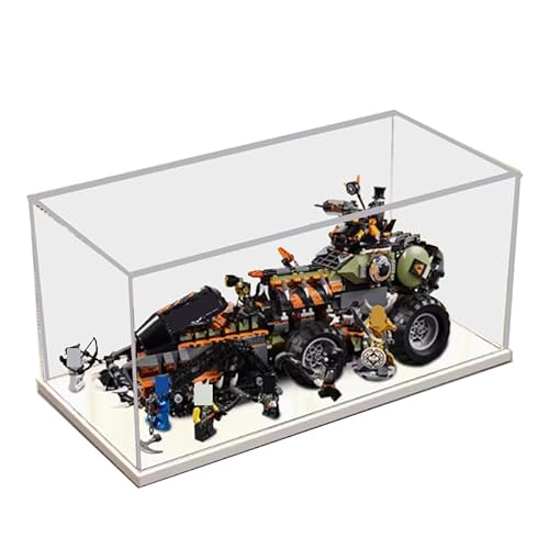 HCAEIOFJ Transparente Acryl-Vitrine für LegoNinjago 70654, anwendbar für Drachenjäger, Dieselnaut, Panzer, Spielzeug, Schaukasten, Geschenk (nur Vitrine) (weiße Unterseite) von HCAEIOFJ