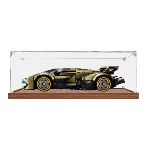 HCAEIOFJ Transparente Acryl-Vitrine für LegoSpeed Champions 76923, anwendbar für Lambo V12 Vision GT Super Car Designed Display Box Geschenk (nur Vitrine) (Holzboden 1) von HCAEIOFJ