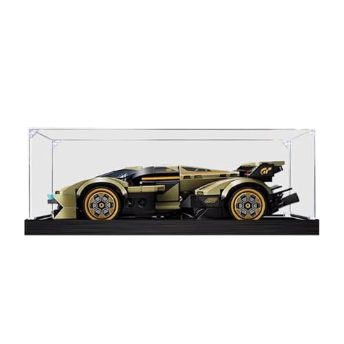 HCAEIOFJ Transparente Acryl-Vitrine für LegoSpeed Champions 76923, anwendbar für Lambo V12 Vision GT Super Car Designed Display Box Geschenk (nur Vitrine) (schwarze Unterseite 2 mm) von HCAEIOFJ