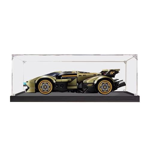 HCAEIOFJ Transparente Acryl-Vitrine für LegoSpeed Champions 76923, anwendbar für Lambo V12 Vision GT Super Car Designed Display Box Geschenk (nur Vitrine) (schwarze Unterseite 3 mm) von HCAEIOFJ