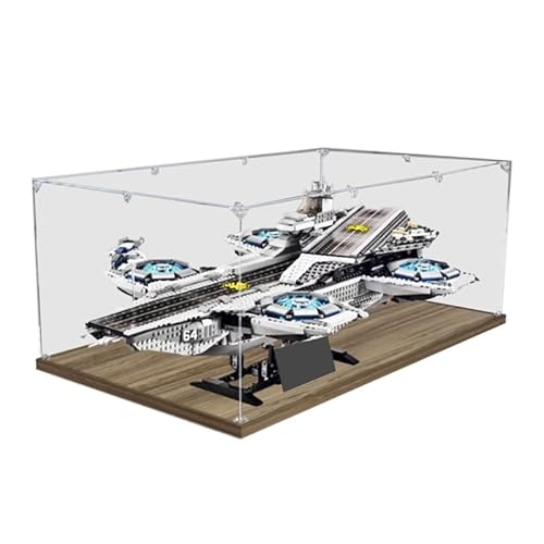 HCAEIOFJ Transparente Acryl-Vitrine für LegoSuperHeroes 76042, anwendbar für The Shield Helicarrier entworfene Displaybox, Geschenk (nur Vitrine) (Holzunterseite) von HCAEIOFJ