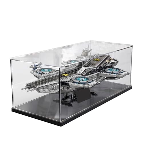 HCAEIOFJ Transparente Acryl-Vitrine für LegoSuperHeroes 76042, anwendbar für The Shield Helicarrier entworfene Displaybox, Geschenk (nur Vitrine) (schwarze Unterseite) von HCAEIOFJ