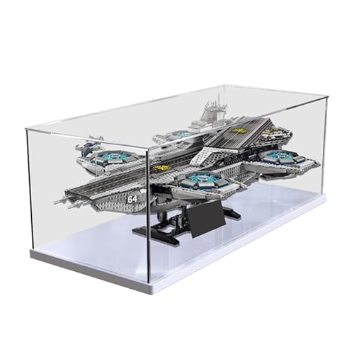 HCAEIOFJ Transparente Acryl-Vitrine für LegoSuperHeroes 76042, anwendbar für The Shield Helicarrier entworfene Displaybox, Geschenk (nur Vitrine) (weiße Unterseite) von HCAEIOFJ