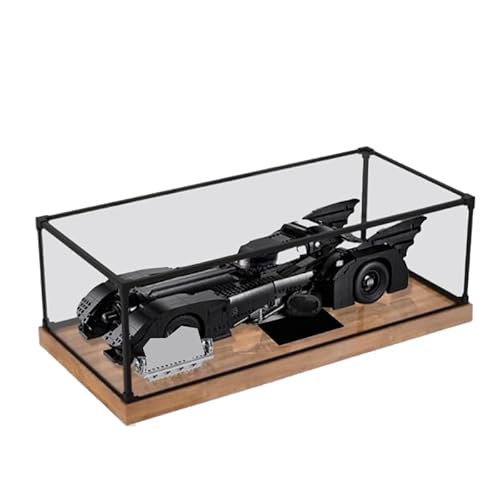 HCAEIOFJ Transparente Acryl-Vitrine für LegoSuperHeroes 76139, anwendbar für 1989 Batmobil-Set, Schaukasten, Geschenk (nur Vitrine) (Holzboden + Rand aus Metalllegierung) von HCAEIOFJ