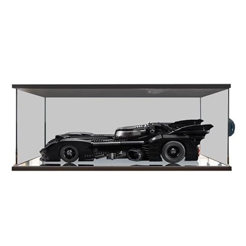 HCAEIOFJ Transparente Acryl-Vitrine für LegoSuperHeroes 76139, anwendbar für 1989 Batmobil-Set, Schaukasten, Geschenk (nur Vitrine) (schwarze Unterseite) von HCAEIOFJ