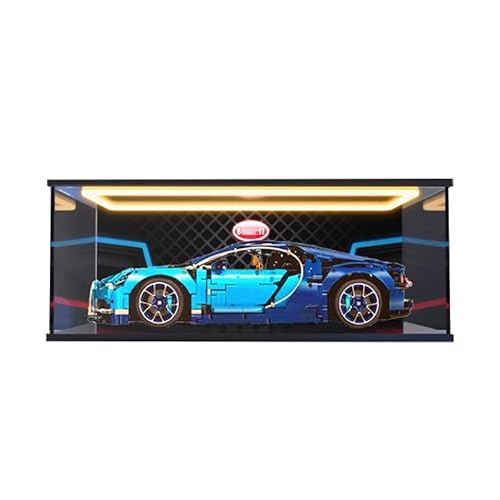 HCAEIOFJ Transparente Acryl-Vitrine für LegoTechnic 42083, anwendbar für Bugatti Chiron Set, Schaukasten, Geschenk (nur Vitrine) (Hintergrund + Licht) von HCAEIOFJ