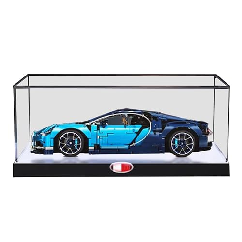 HCAEIOFJ Transparente Acryl-Vitrine für LegoTechnic 42083, anwendbar für Bugatti Chiron Set, Schaukasten, Geschenk (nur Vitrine) (hohe schwarze Unterseite) von HCAEIOFJ