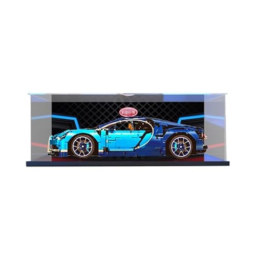 HCAEIOFJ Transparente Acryl-Vitrine für LegoTechnic 42083, anwendbar für Bugatti Chiron Set, Schaukasten, Geschenk (nur Vitrine) (schwarze Unterseite + Hintergrund 2) von HCAEIOFJ