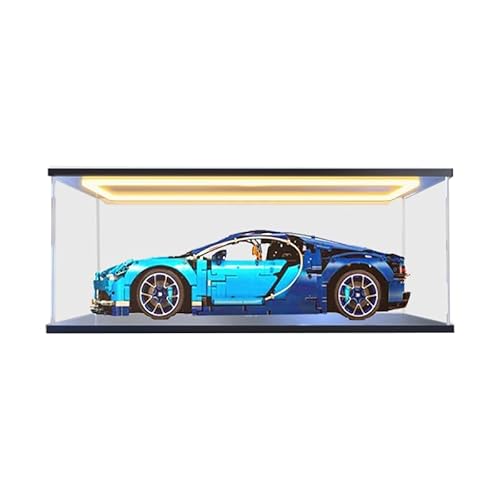 HCAEIOFJ Transparente Acryl-Vitrine für LegoTechnic 42083, anwendbar für Bugatti Chiron Set, Schaukasten, Geschenk (nur Vitrine) (schwarze Unterseite + Höhe) von HCAEIOFJ