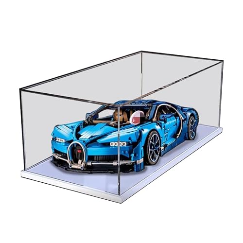 HCAEIOFJ Transparente Acryl-Vitrine für LegoTechnic 42083, anwendbar für Bugatti Chiron Set, Schaukasten, Geschenk (nur Vitrine) (weiße Unterseite) von HCAEIOFJ