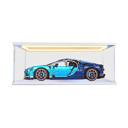 HCAEIOFJ Transparente Acryl-Vitrine für LegoTechnic 42083, anwendbar für Bugatti Chiron Set, Schaukasten, Geschenk (nur Vitrine) (weiße Unterseite + Höhe) von HCAEIOFJ