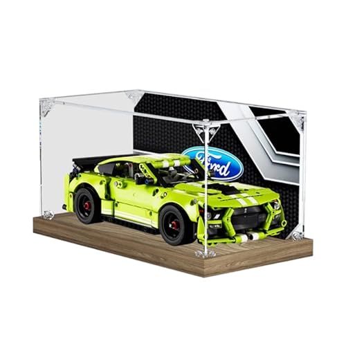 HCAEIOFJ Transparente Acryl-Vitrine für LegoTechnic 42138, anwendbar für Ford Mustang Shelby GT500, entworfene Displaybox, Geschenk (nur Vitrine) (Holzboden + Hintergrund) von HCAEIOFJ