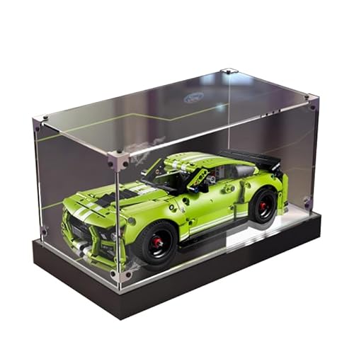 HCAEIOFJ Transparente Acryl-Vitrine für LegoTechnic 42138, anwendbar für Ford Mustang Shelby GT500, entworfene Displaybox, Geschenk (nur Vitrine) (hoch unten + Hintergrund) von HCAEIOFJ