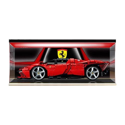 HCAEIOFJ Transparente Acryl-Vitrine für LegoTechnic 42143, anwendbar für Ferrari Daytona Rennwagen-Schaukasten, Geschenk (nur Vitrine) (schwarze Unterseite + Oberlicht) von HCAEIOFJ