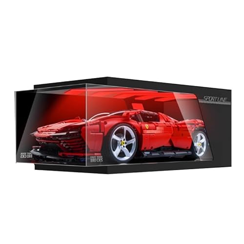 HCAEIOFJ Transparente Acryl-Vitrine für LegoTechnic 42143, anwendbar für Ferrari Daytona Rennwagen-Schaukasten, Geschenk (nur Vitrine) (verstellbare Beleuchtungsbox) von HCAEIOFJ