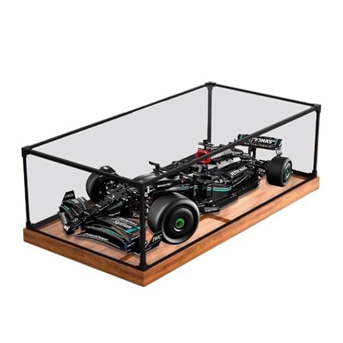 HCAEIOFJ Transparente Acryl-Vitrine für LegoTechnic 42171, anwendbar für Mercedes-AMG F1 W14, Schaukasten, Geschenk (nur Vitrine) (Holzboden + Rand aus Legierung) von HCAEIOFJ