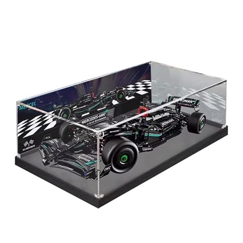 HCAEIOFJ Transparente Acryl-Vitrine für LegoTechnic 42171, anwendbar für Mercedes-AMG F1 W14, Set mit Displaybox, Geschenk (nur Vitrine) (schwarze Unterseite + Hintergrund 2) von HCAEIOFJ