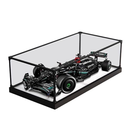 HCAEIOFJ Transparente Acryl-Vitrine für LegoTechnic 42171, anwendbar für Mercedes-AMG F1 W14 Set Displaybox Geschenk (nur Vitrine) (schwarze Unterseite + Rand aus Legierung) von HCAEIOFJ