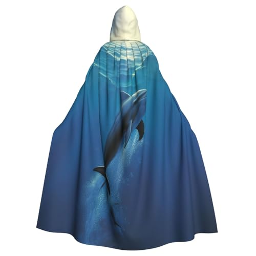 HCBPWVQA Unisex Halloween Kapuzenumhang Delfin Kapuze Robe Hexenumhang für Halloween Cosplay Kostüm von HCBPWVQA